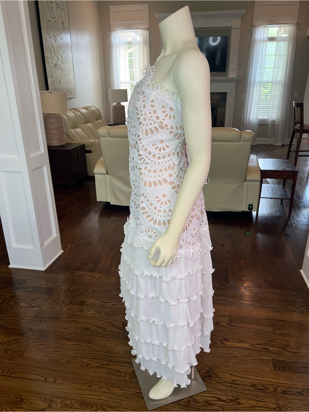 Elliatt Ivory Lace Cutout Tiered Maxi Dress - Picture 3 of 16